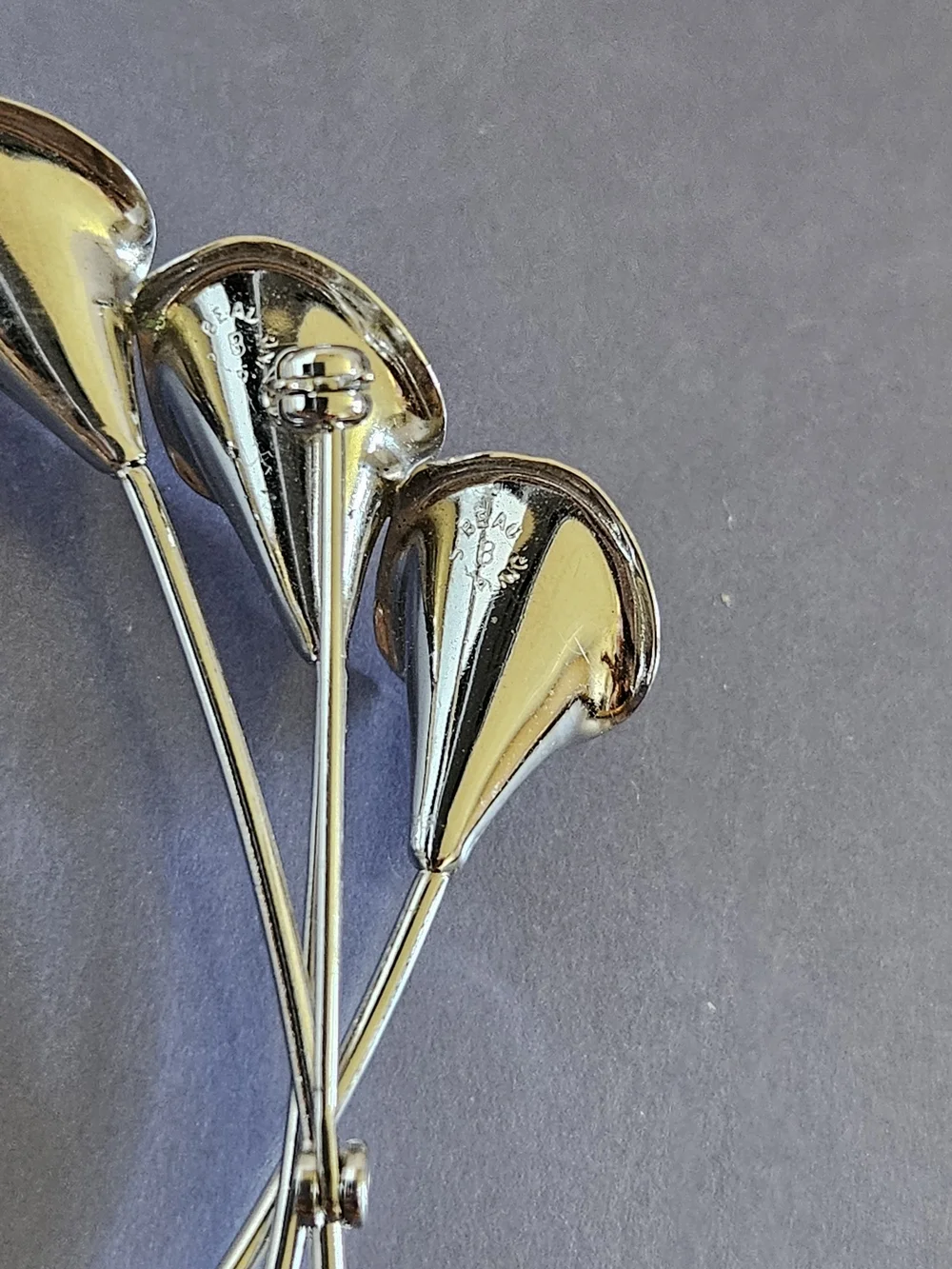 Beau Vintage Sterling Silver Calla Lily Brooch - Pearl Center